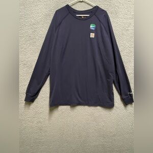 Carhartt Shirt Mens L Tall Blue Flame Resistant Force Long Sleeve Cat 1
